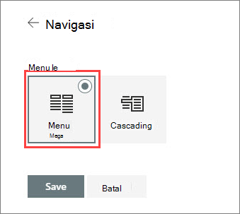 Gambar opsi menu mega