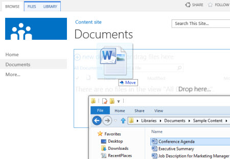 Menyeret file ke pustaka
