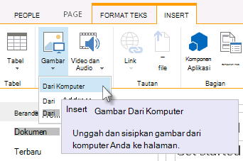 Opsi menyisipkan gambar dari komputer
