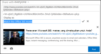 Video YouTube diformat dengan teks tampilan