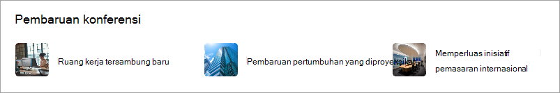 Komponen web Tautan cepat memperlihatkan gambar mini untuk tautan.