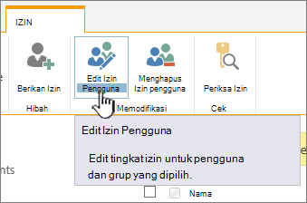 Klik Edit Izin untuk mengubah tingkat izin