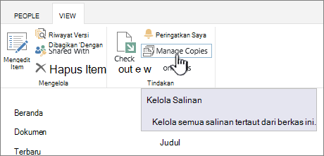 Mengelola salinan di pita sumber