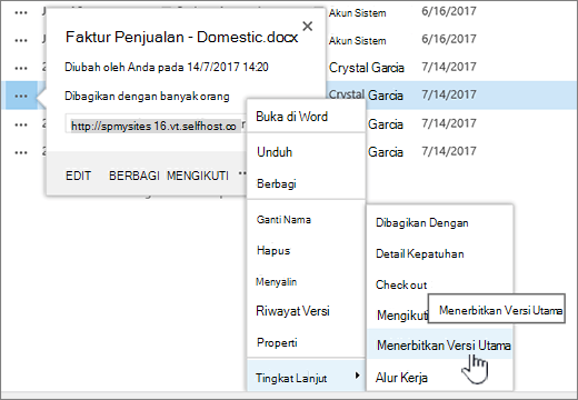 Klik Terbitkan Versi Utama