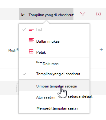 Klik Simpan sebagai untuk menyimpan tampilan yang diperbarui atau baru