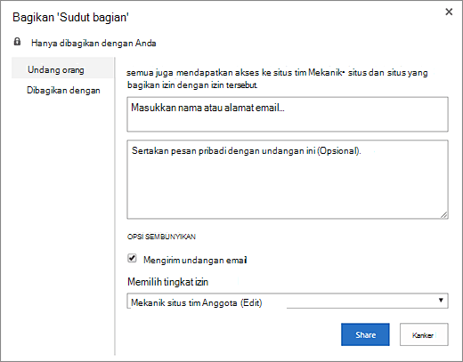 Berbagi situs wiki Anda dengan anggota lain