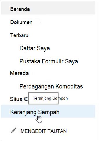Pilih Keranjang Sampah pada navigasi kiri.