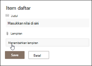 Klik item untuk menambahkan lampiran