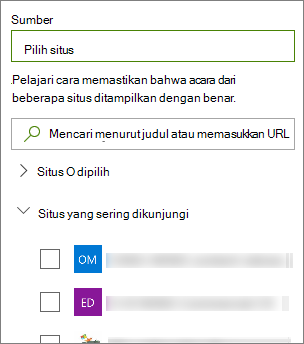 Pilih sumber untuk Acara