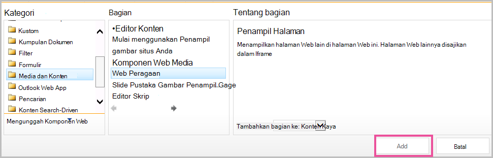 Menambahkan komponen web