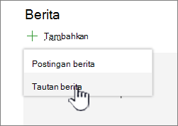 Menambahkan tautan Berita dari komponen web Berita