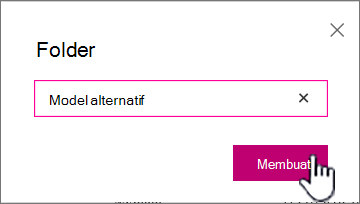 Dialog folder dengan tombol Buat disorot
