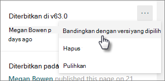 Bandingkan dengan versi yang dipilih
