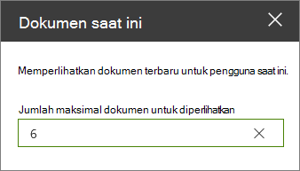 Panel properti untuk komponen web Dokumen terbaru.