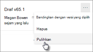 Perintah pulihkan versi