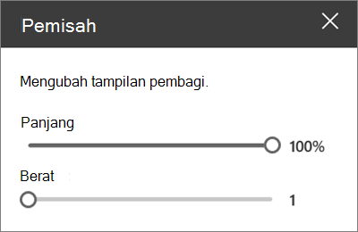 Panel detail komponen web Pemisah di SharePoint Online saat mengedit situs