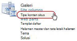 Link tipe konten Situs di bawah Galeri