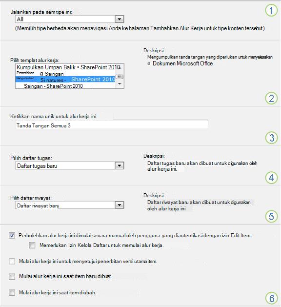 Halaman pertama formulir kaitan untuk daftar atau pustaka tunggal