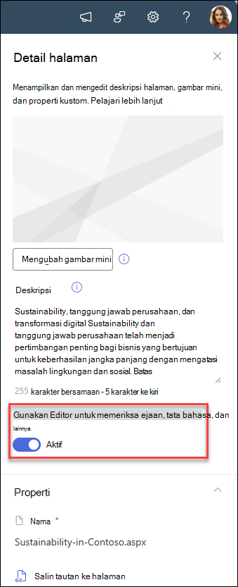 Cuplikan layar mengaktifkan atau menonaktifkan tombol edit