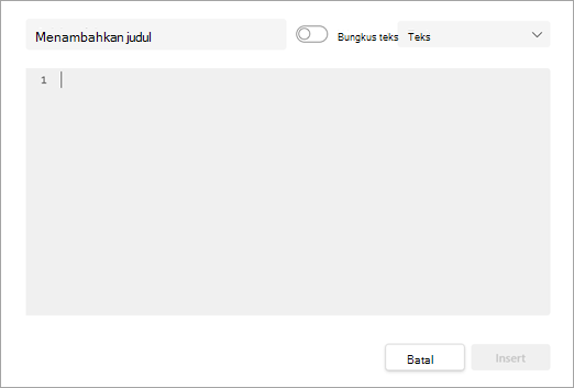 Cuplikan layar memperlihatkan kotak cuplikan kode yang diperluas