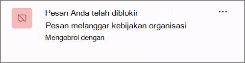 Cuplikan layar pemberitahuan saat pesan diblokir karena kebijakan organisasi