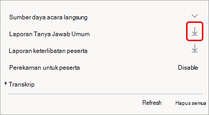 Laporan tersedia setelah acara