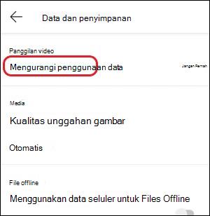 Teams-mobile mengurangi penggunaan data