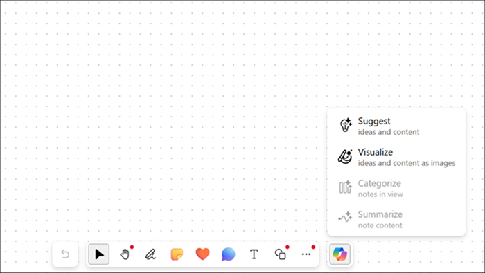 Cuplikan layar Menu Utama Copilot, Semua Opsi.