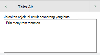 Kotak dialog Teks Alt di Excel untuk Android.