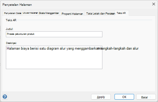 Kotak dialog Teks alt untuk halaman di Visio untuk Windows.