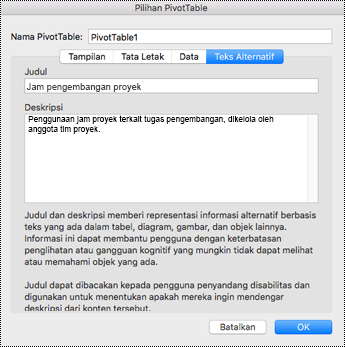 Dialog teks alt untuk PivotTable di Excel.