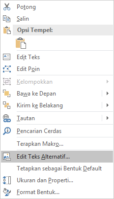 Menu Edit Teks Alt di Excel pada Win32 untuk bentuk