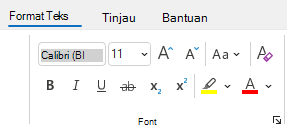 Memformat grup teks di Outlook.