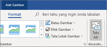 Tombol Teks Alt di pita Outlook untuk Windows.
