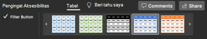 Grup Gaya Tabel di Excel untuk Mac