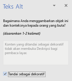 Panel Teks Alt di Word pada Win32 untuk elemen dekoratif