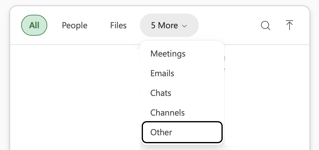 Cuplikan layar menu 'Tambahkan konten kerja' Copilot di Excel, dengan 'Lainnya', lalu 'Lainnya' disorot.