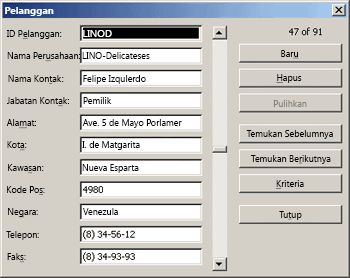 Contoh formulir data yang umum