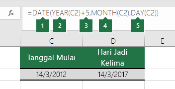 Menghitung tanggal berdasarkan tanggal lain