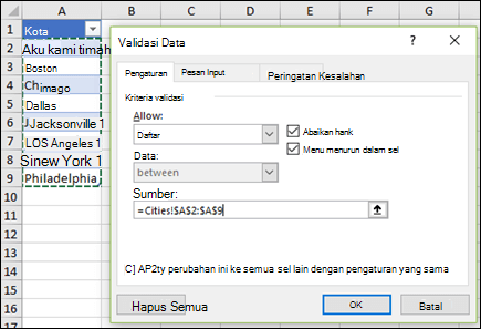 Pemilihan sumber Validasi Data
