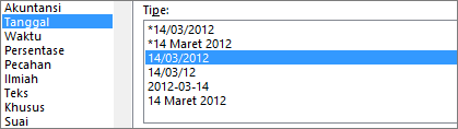 Dialog Format Sel, perintah Tanggal, 14/3/12 13:30 ketik