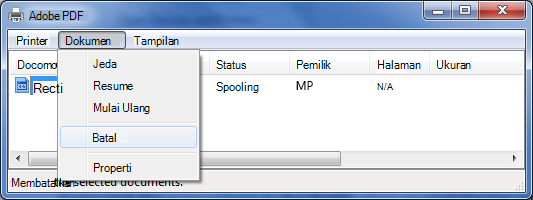 Pada menu Dokumen, klik Batal.