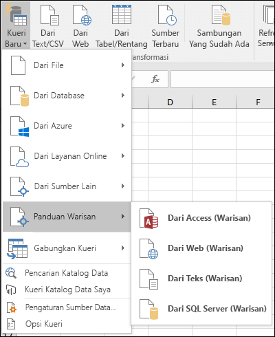Dapatkan opsi & Transform Legacy Menu