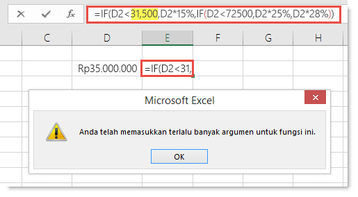Excel saat Anda menambahkan koma ke nilai.