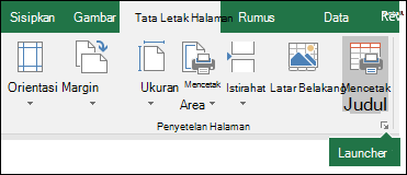 Cuplikan layar peluncur kotak dialog penyiapan halaman