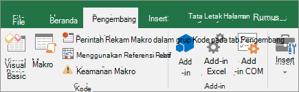 Tab Pengembang pada pita
