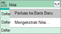 Memperluas daftar JSON