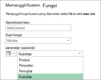 Kotak dialog Panggil Fungsi Kustom