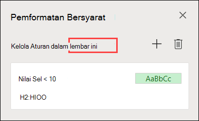 Kelola Aturan di panel tugas