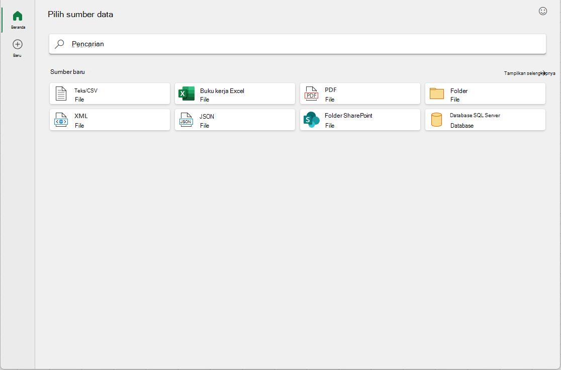 Tab Beranda Dialog Dapatkan Data Modern